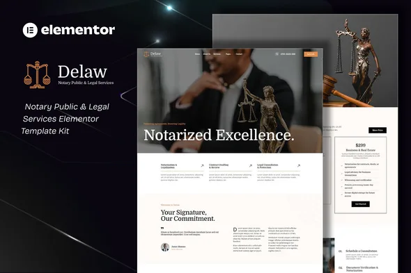 delaw notary public legal services elementor template kit 1