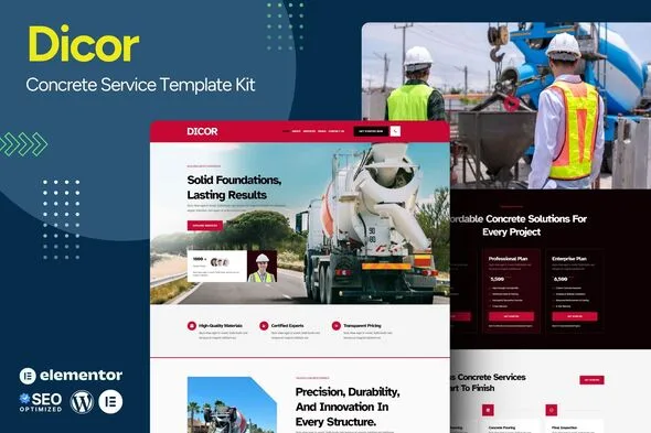 dicor concrete service elementor template kit 1