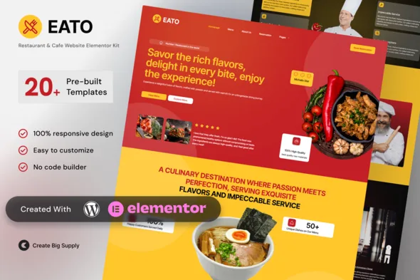 eato restaurant cafe elementor template kit 1