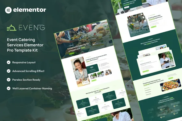 eveng event catering services elementor pro template kit 1