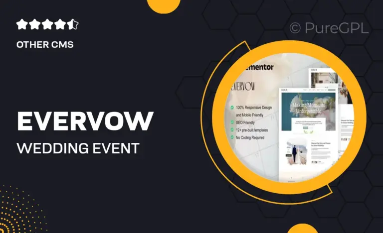 evervow wedding event planner elementor pro template kit