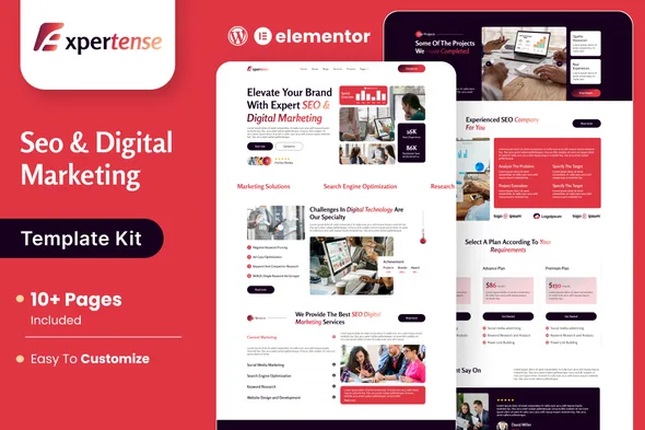 expertense seo digital agency elementor template kit 1