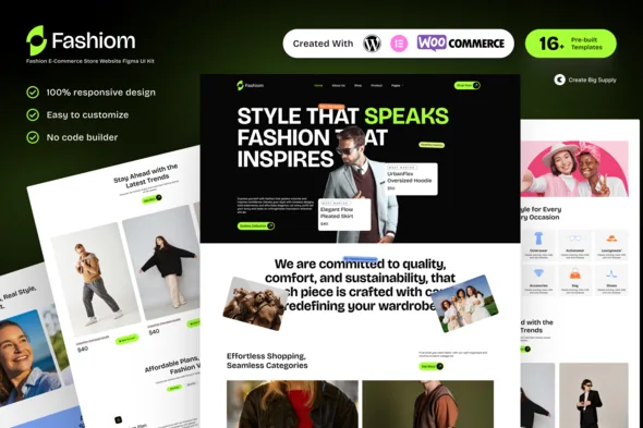 fashiom fashion e commerce store elementor template kit 1