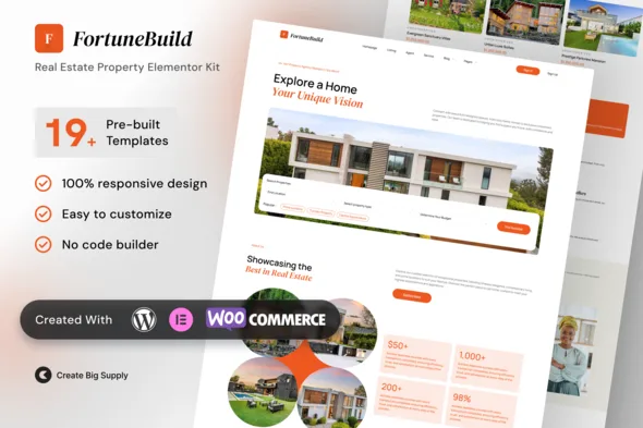 fortunebuild real estate property elementor template kit 1