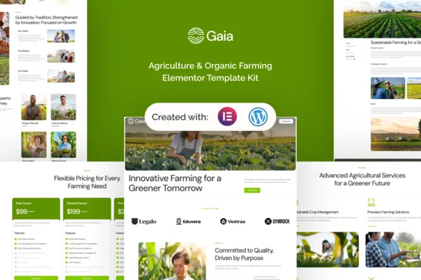 gaia agriculture organic farming elementor template kit 1