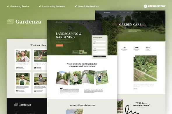 gardenza gardening landscaping elementor pro template kit 1