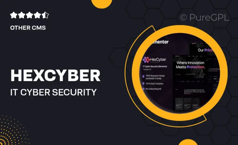 hexcyber it cyber security elementor template kit