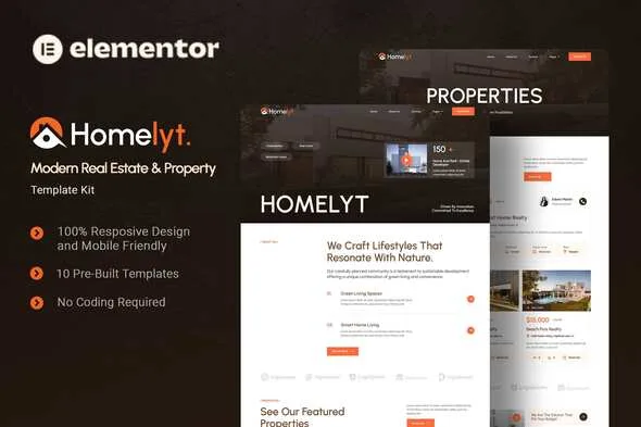 homelyt modern real estate property elementor template kit 1