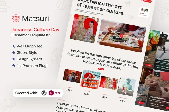 matsuri japanese culture day elementor template kit 1