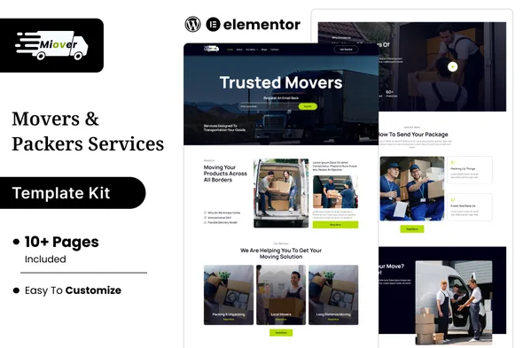 miover packers movers service elementor template kit 1