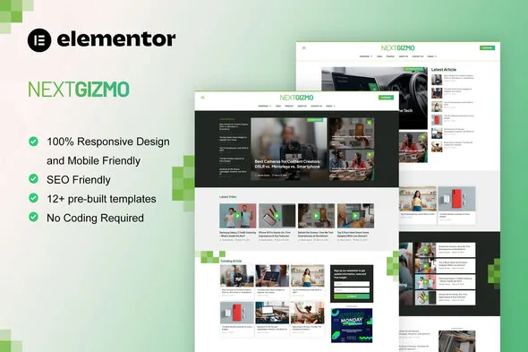 nextgizmo gadget news magazine elementor template kit 1