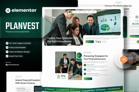 plantvest finance invesment elementor template kit 1