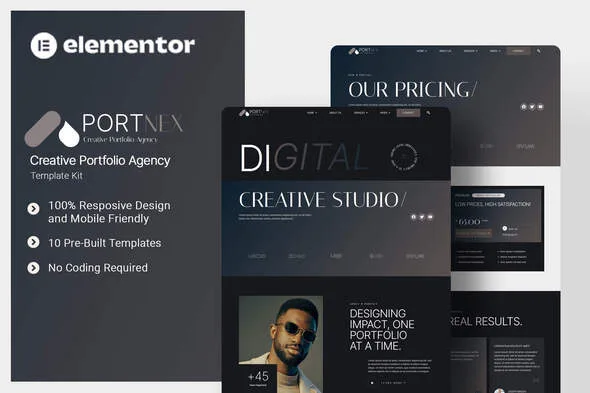 portnex creative portfolio agency elementor template kit 1