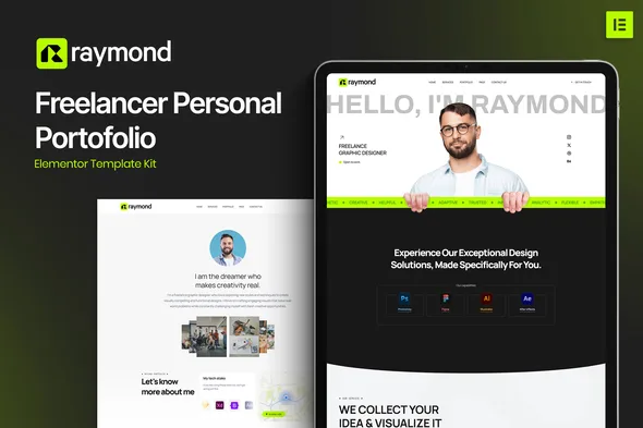 raymond freelancer personal portofolio elementor template kit 1