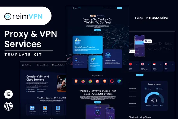 reimvpn proxy vpn services elementor template kit 1