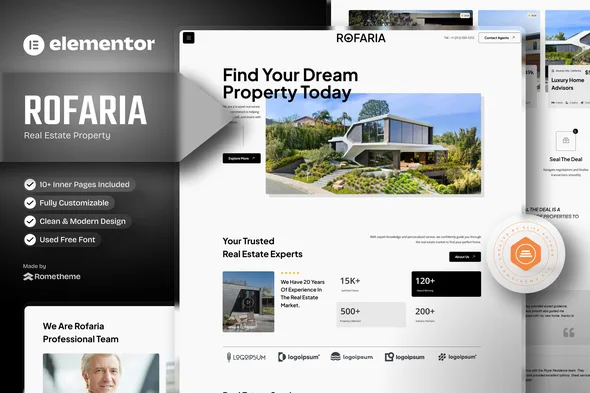 rofaria real estete property elementor template kit 1