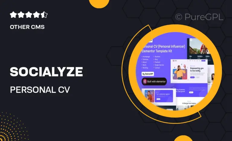 socialyze personal cv elementor pro template kit