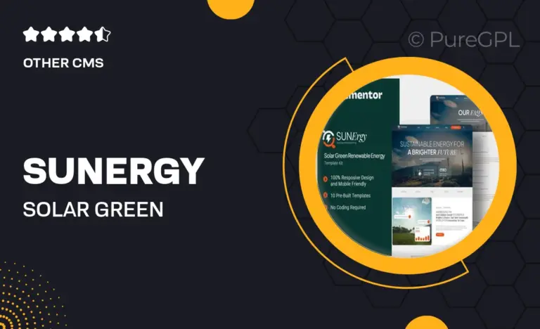 sunergy solar green renewable energy elementor template kit