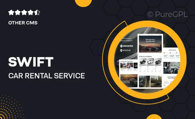swift car rental service elementor template kit