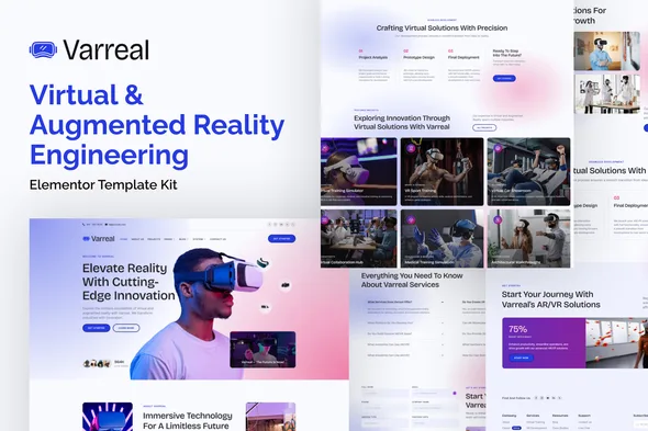 varreal virtual augmented reality engineering elementor template kit 1