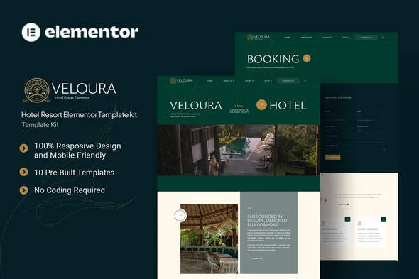veloura hotel resort elementor template kit 1