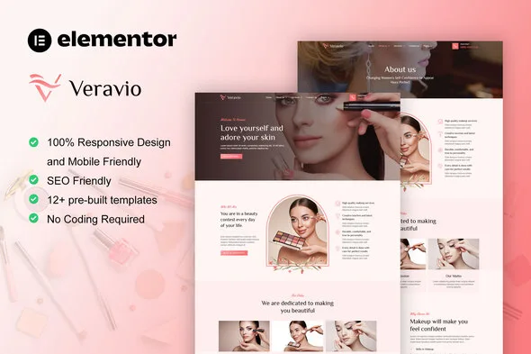 veravio makeup artist hair stylist elementor template kit 1