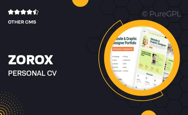 zorox personal cv elementor pro template kit