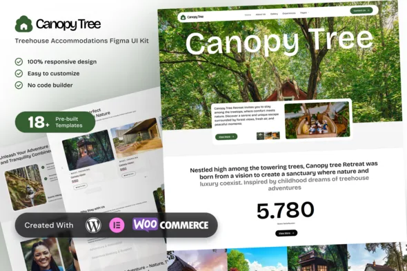 canopytree elementor template kit treehouse accommodations 1