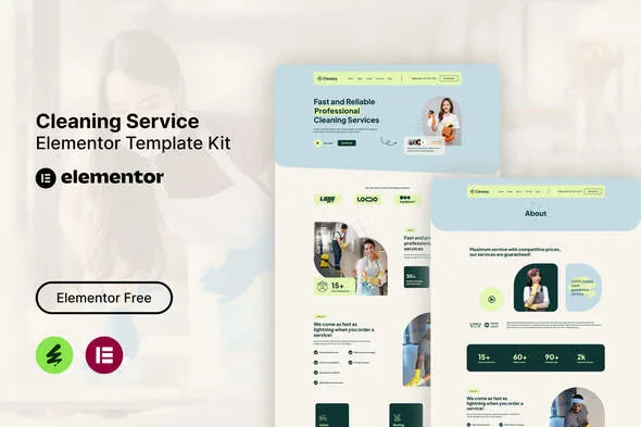cleansy cleaning service elementor template kit 1