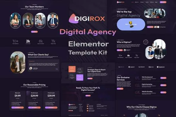 digirox digital agency elementor template kit 1