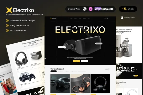 electrixo e commerce electronics store elementor template kit 1