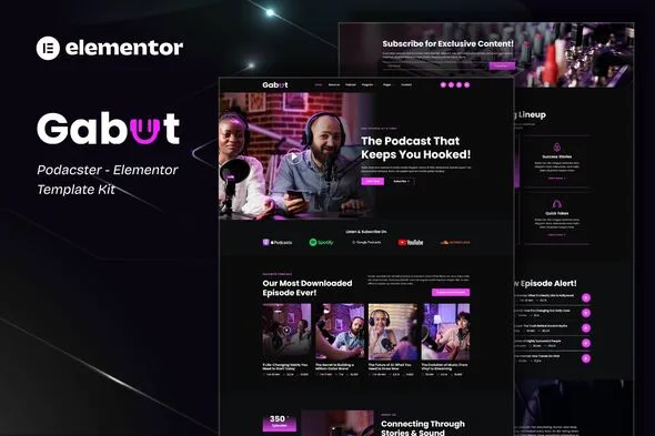 gabut podcaster elementor template kit 1