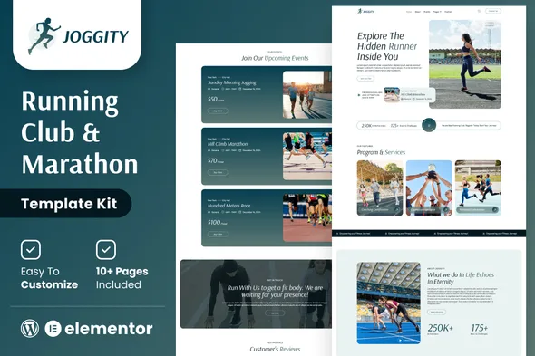 joggity marathon race running elementor template kit 1