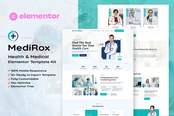 medirox health medical elementor template kit 1