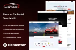 Motorx – Car Rental Elementor Template Kit