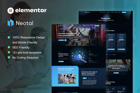neotal digital marketing agency elementor pro template kit 1