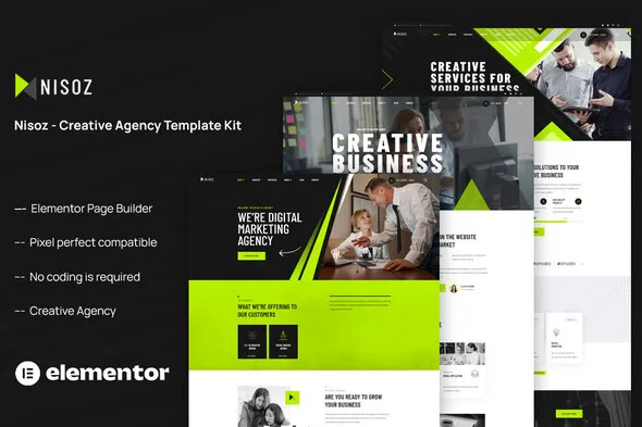 nisoz creative agency elementor template kit 1