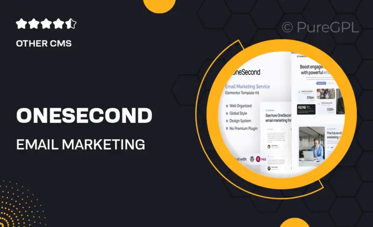 onesecond email marketing service elementor template kit