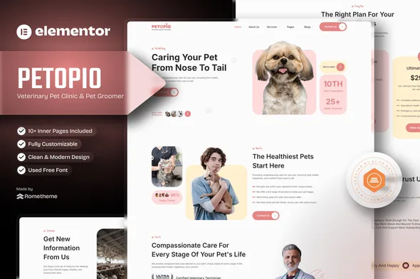 petopio pet grooming vetenary elementor template kit 1