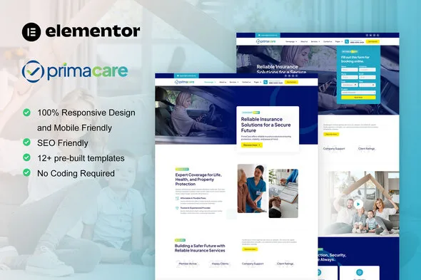primacare finance insurance company elementor pro template kit 1
