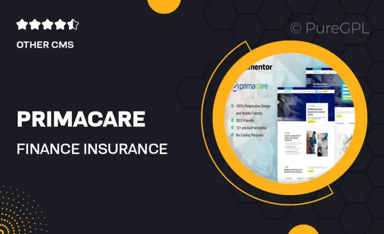 primacare finance insurance company elementor pro template kit
