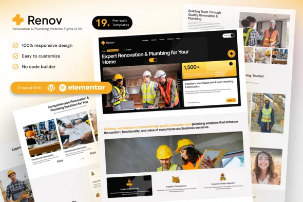 renov renovation plumbing elementor template kit 1