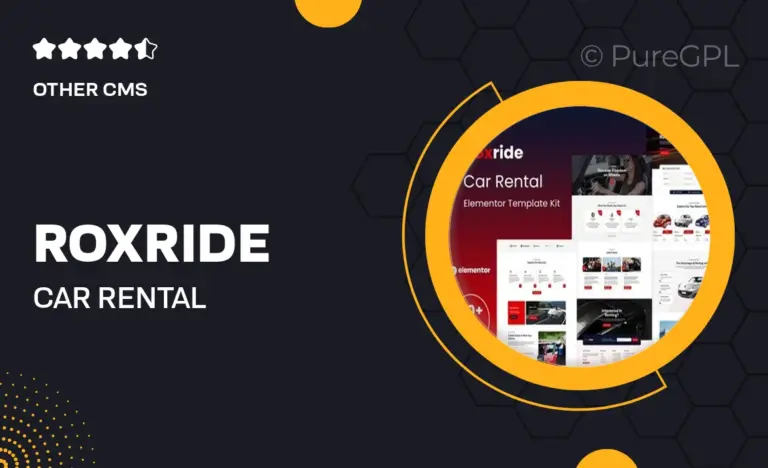 roxride car rental elementor template kit