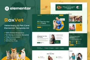 RoxVet – Veterinary & Pet Care Services Elementor Template Kit
