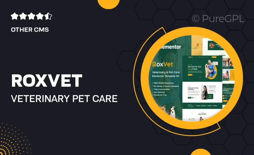 RoxVet – Veterinary & Pet Care Services Elementor Template Kit