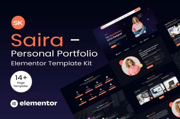 saira personal portfolio elementor template kit 1