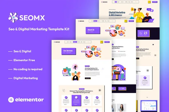 seomx seo digital marketing elementor template kit 1