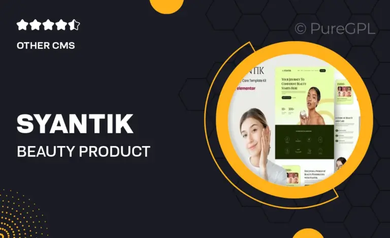 syantik beauty product elementor template kit