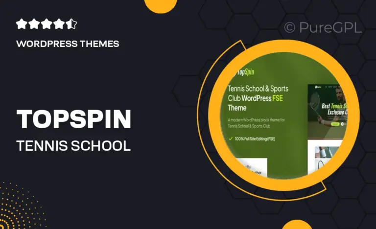 topspin tennis school sports club fse wordpress theme