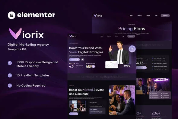 viorix digital marketing agency elementor template kit 1